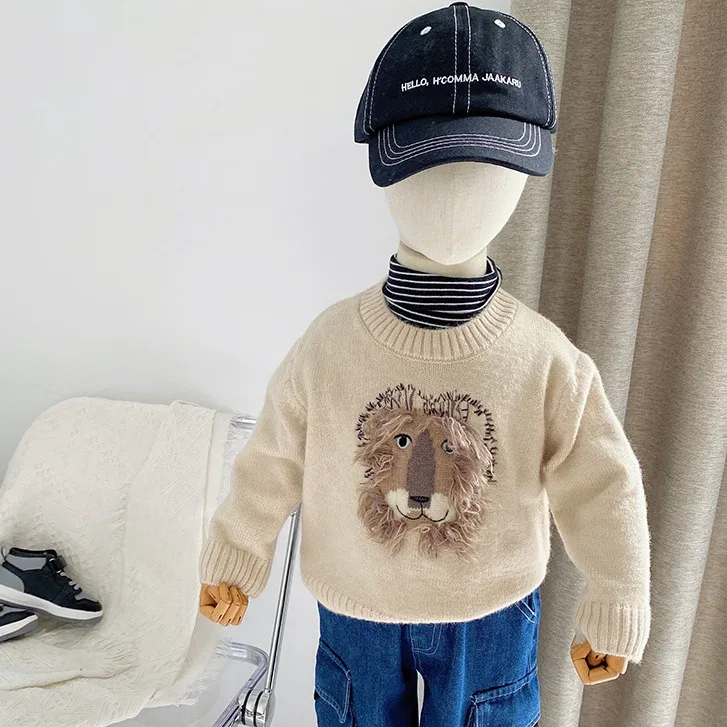 UG Children Sweater Lion Boys Sweaters Autumn Teenager Cardigan For Boys Clothes Cotton Toddler Baby Sweater 100% Cotton Fabric