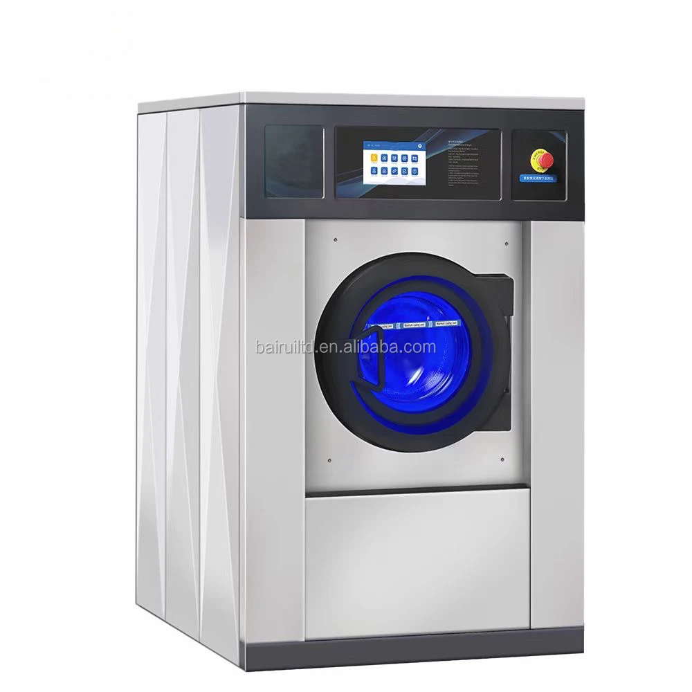 Touch panel big stainless steel drums commercial washing machine with 3 years warranty