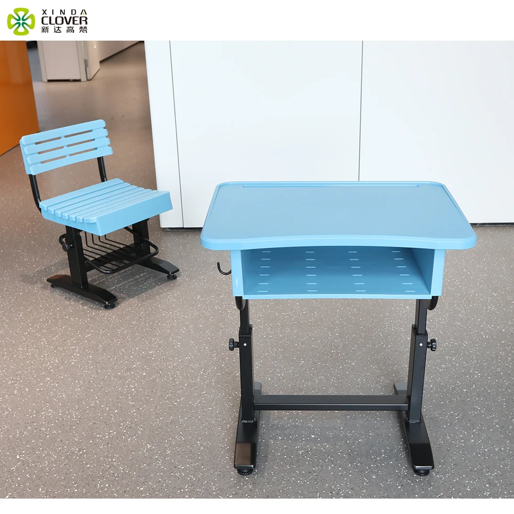 
Hot sale school furniture single seat plastic adjustable student study desk and chair set 