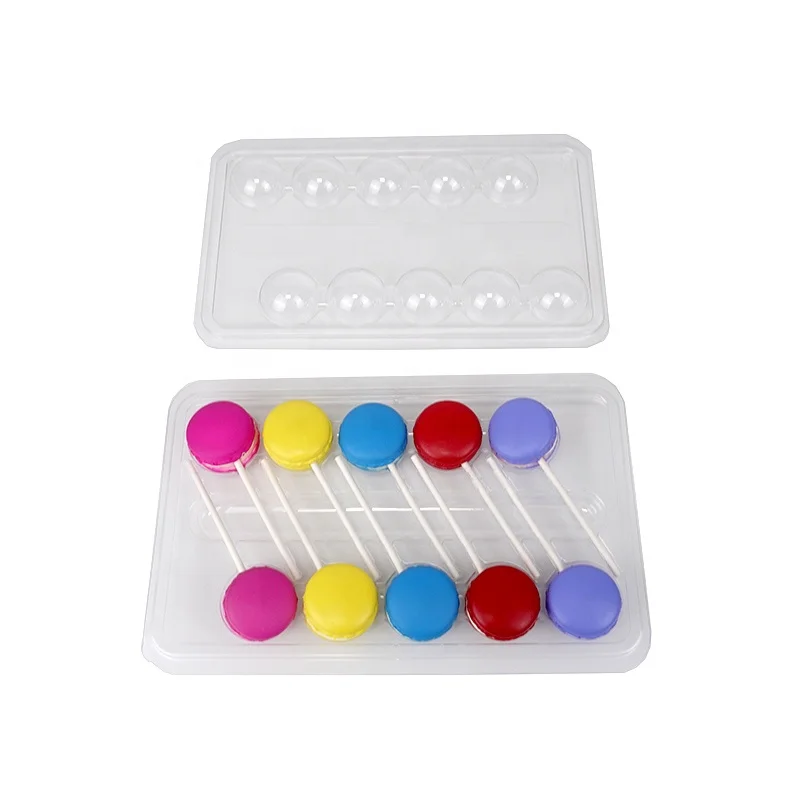 Wholesale Cake Pops Clear Plastic Blister Container Box 10 Cavities With Sticks Lollipop Candy Packaging Trays