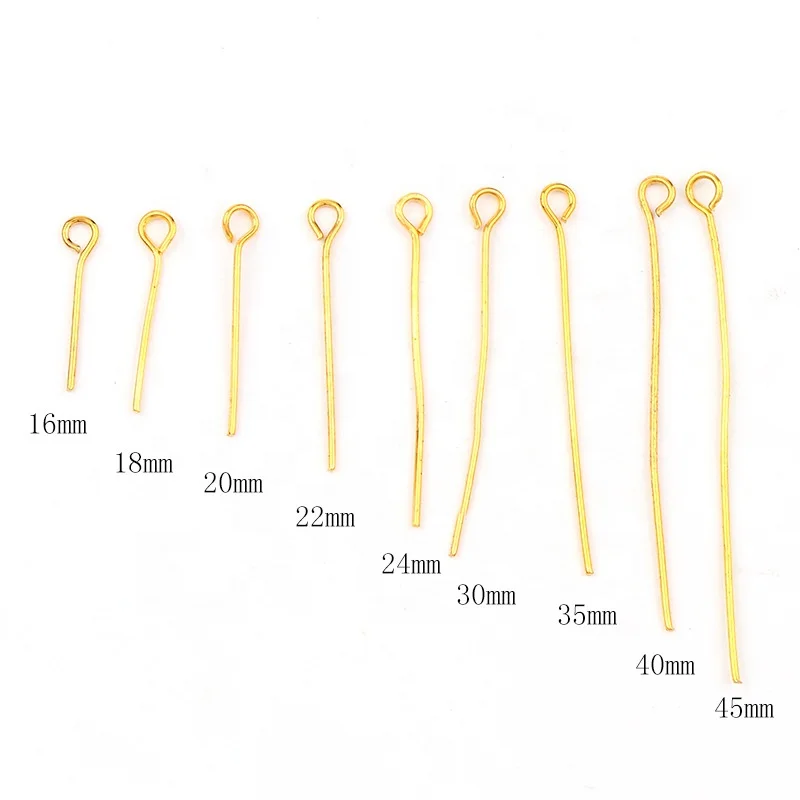 Jewelry Making Findings Eye Pins diy Bead Thread 14k Gold Stainless Steel Head Pins