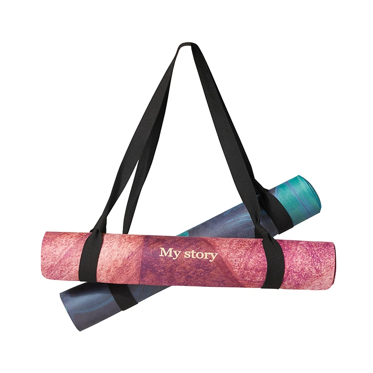 
OEM High Quality Customized Logo Printed Black Cotton Yoga Mat Straps 