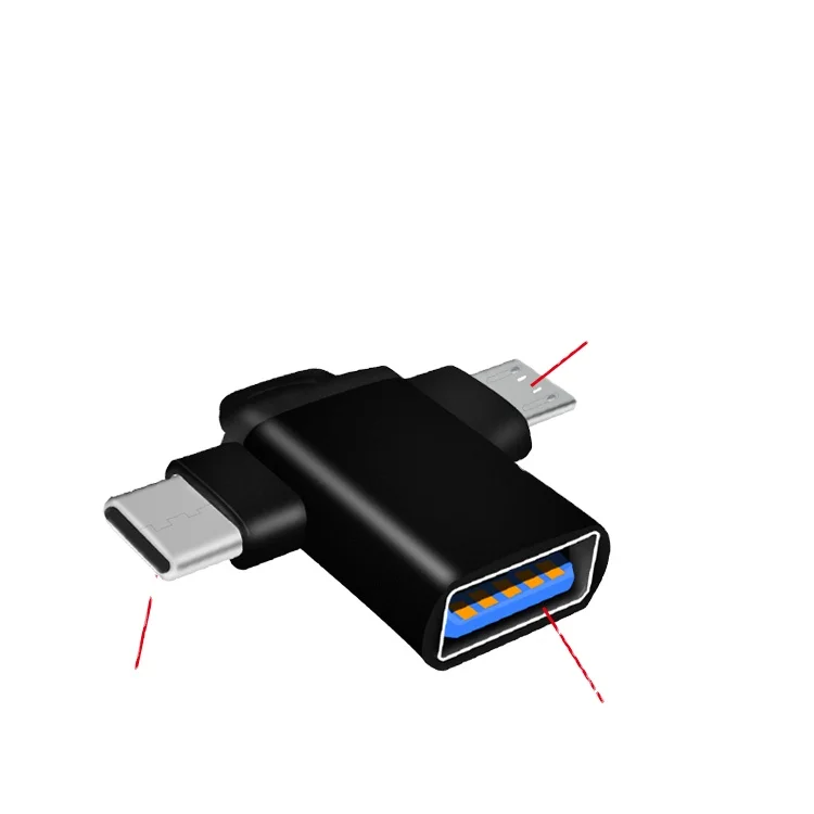 2 в 1 USB-кабель Otg адаптеры подключение флеш-накопителя клавиатуры мыши микрофона Micro USB Type-C OTG телефона