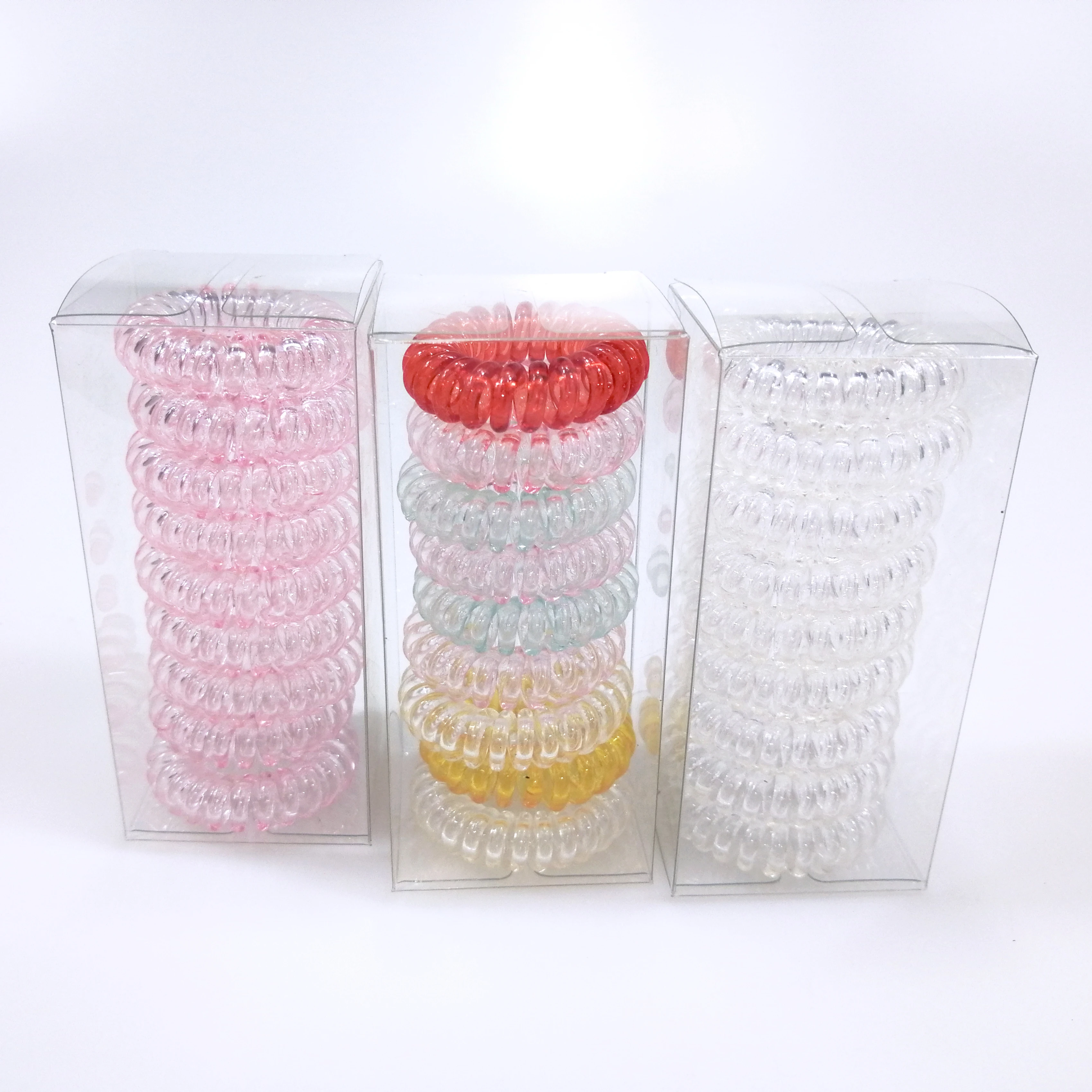 Wholesale Fashion 4cm Curly TPU  Elastic Telephone Line Hair Ties