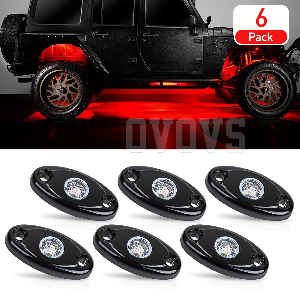 OVOVS 12 в рок-огни 6 подсветки светодиодные красные подсветки для Jeep RZR 1000 SUV Truck UTV