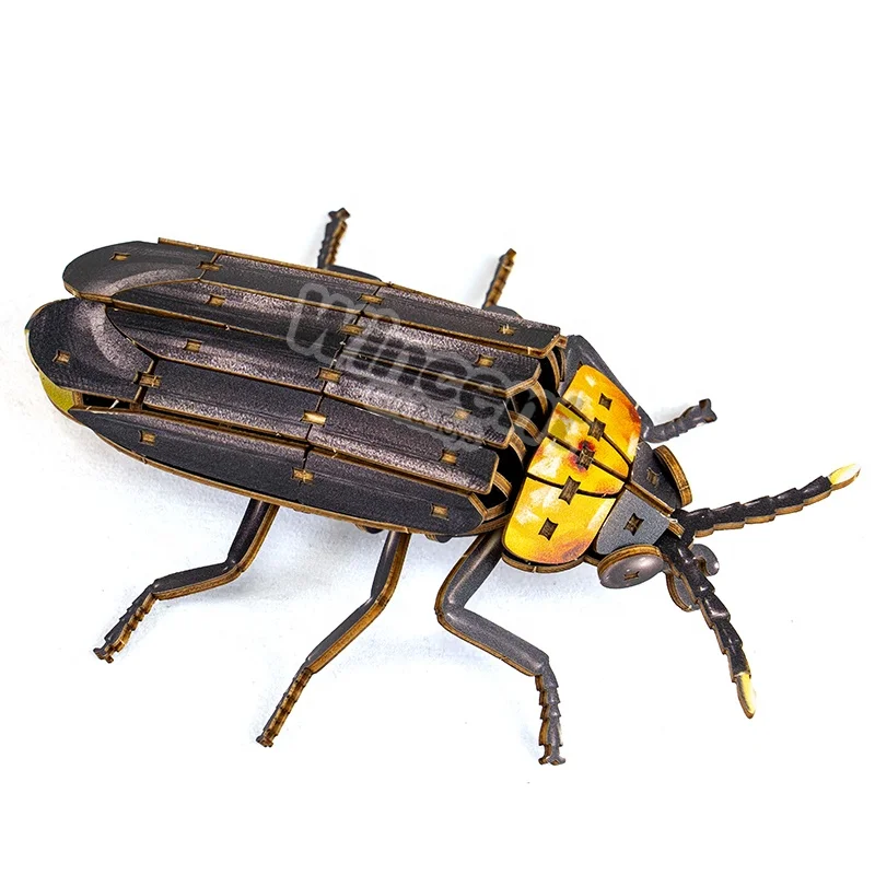 educational toy Wholesale Assembly 3D Puzzle Toy glowworm Model Wooden 3d puzzle animal insect