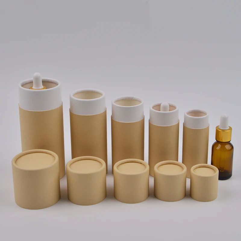 5ml 10ml 15ml 20ml 30ml 50ml 100ml stock perfume essential oil bottle recyclable cylinder tube round cardboard paper tube box