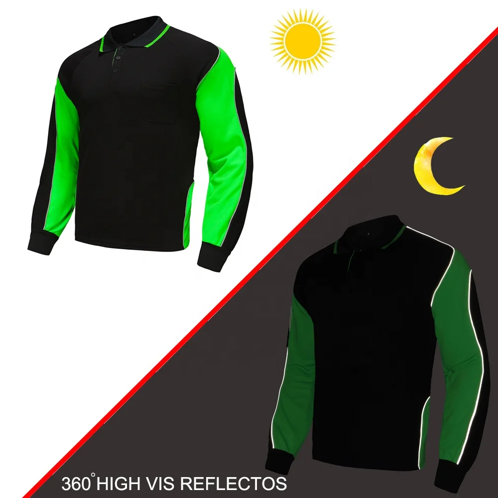 Мужская флуоресцентная Светоотражающая Рабочая футболка с длинным рукавом