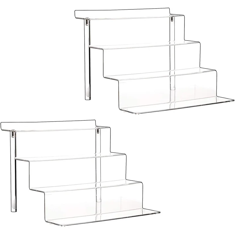 Amazon Hot Sale Ladder Type Perspex Storage Organizer Acrylic Display Stand for Cake Handmade Toy Cosmetic