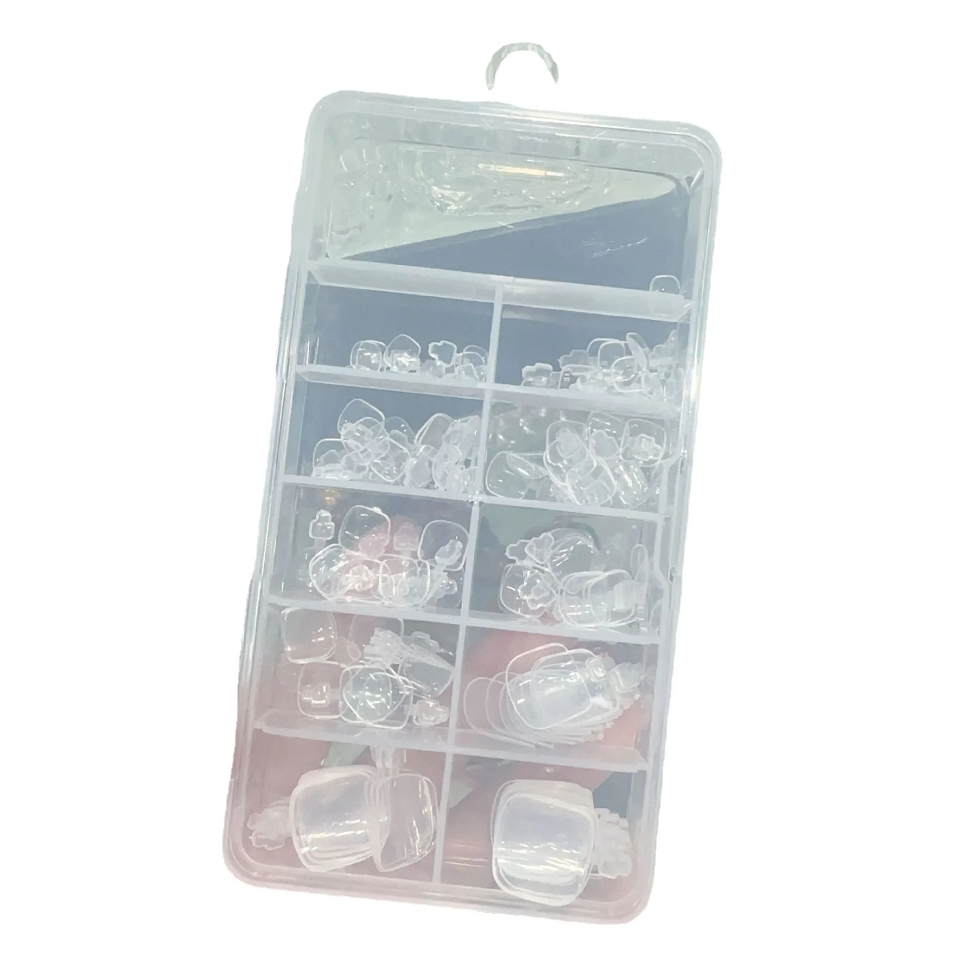 100Pcs Toe Nail Tips Clear ABS Manicure Art Decoration Natural Toenails Beauty Tools Foot Nail Box Packing Artificial Acrylic