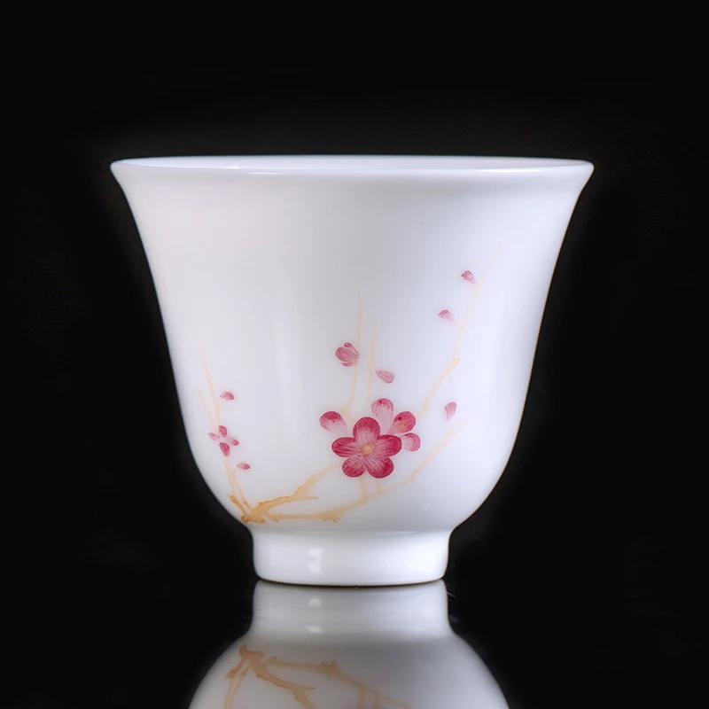 Customization Pattern Jingdezhen Ceramic Teacup Hand-painted Pastel Plum Orchid Bamboo Chrysanthemum Porcelain Kung Fu Tea Cup