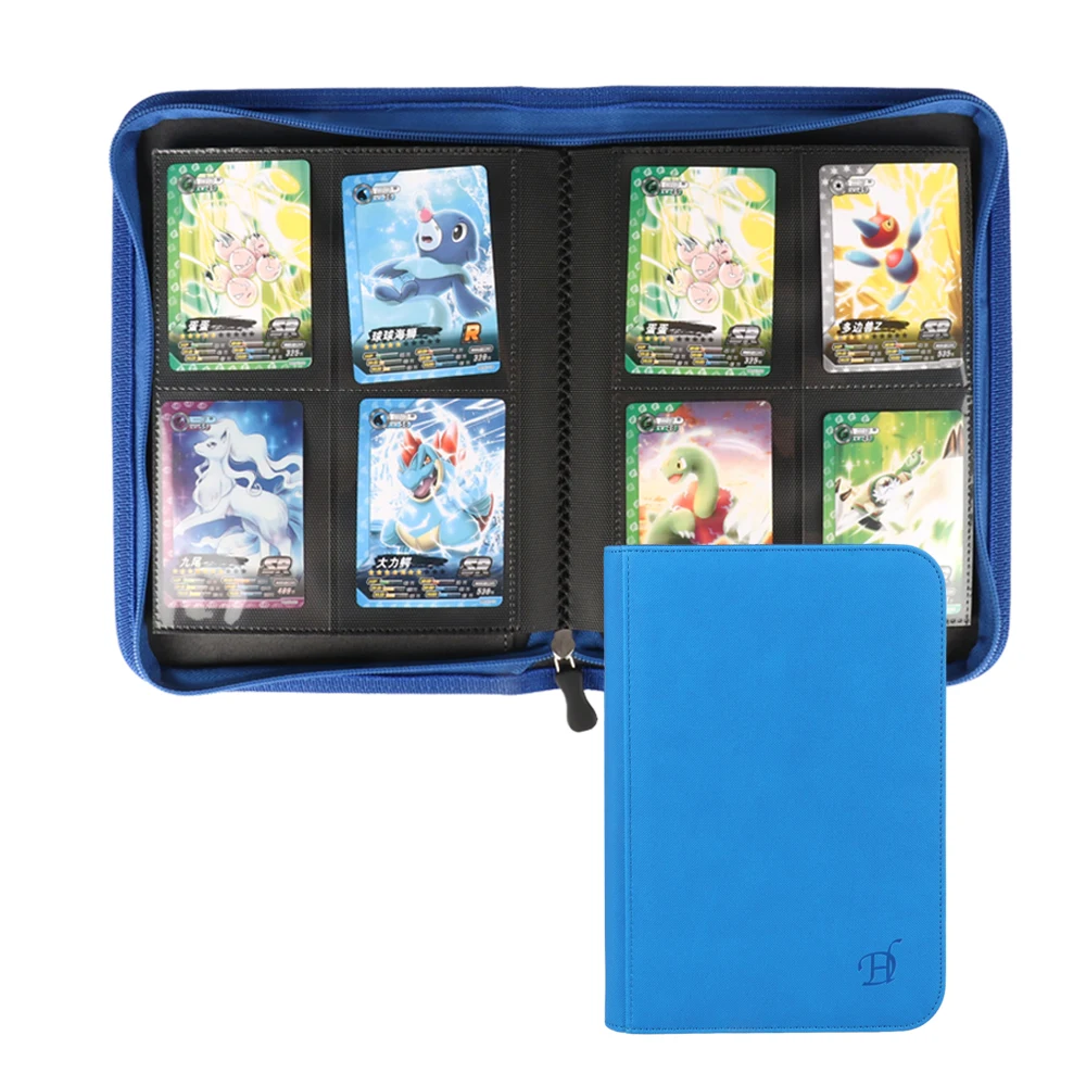 Customized Zippered Baseball 4 Pockets Trading Card Binder PU Leather Zipper Trading Card Folder Custom Game Card Binder Album