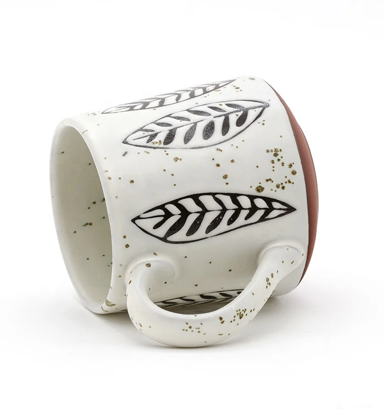 Unique geometric smart black and white ceramic coffee mug for gift
