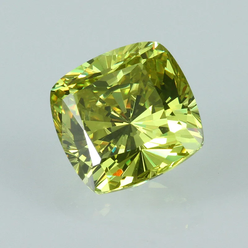 Green Apple Color Cubic Zirconia 3A 5A Cushion Cut Zirconia Stones Factory Direct Price  For Jewelry Making