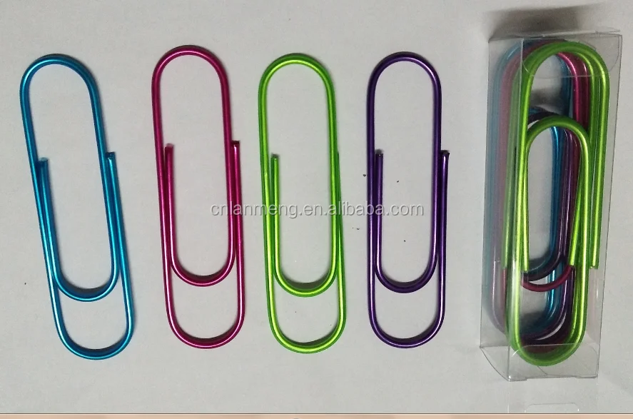 100MM size metallic color paper clips ,big size   jumbo  round  colored paper clips office stationery document file  clips