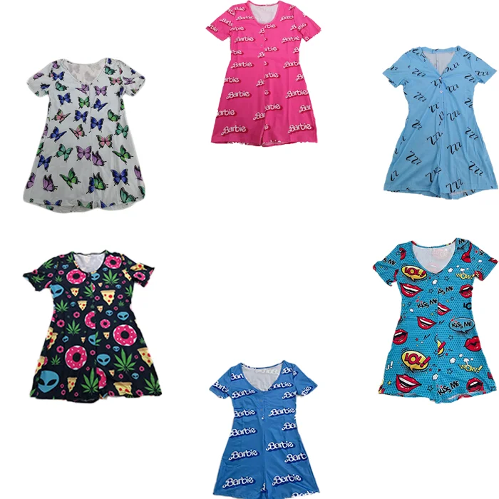 
2021 women clothing wholesale sexy short sleeve pajama adult jumpsuit onesies for women 