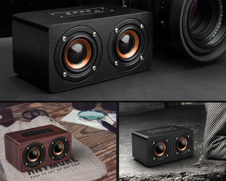 E-TRENDS Newest Perfect Design Portable Wooden Bluetooths Sound Box Wireless Speaker With A Full Customized Wrap