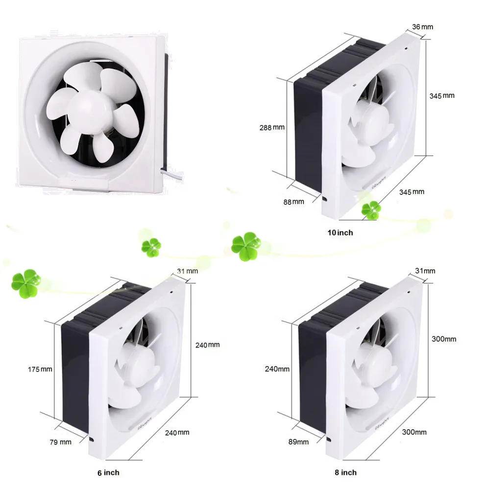 6 Inches8 Inches Low Noise Customization Exhaust Fan for Kitchen and Restaurant Use Plastic Bathroom wall Mounted