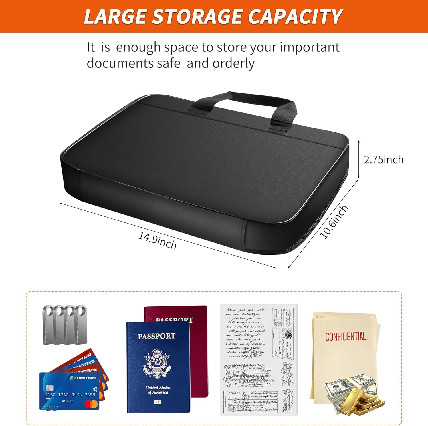 Accordion File Organizer 13 Fireproof Pockets Expanding File Folder Lock Business Home Double Compartment Document File