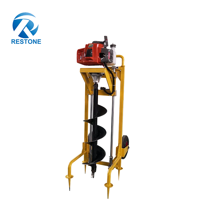 Portable Gasoline hand earth auger drill  tree planting hole digger