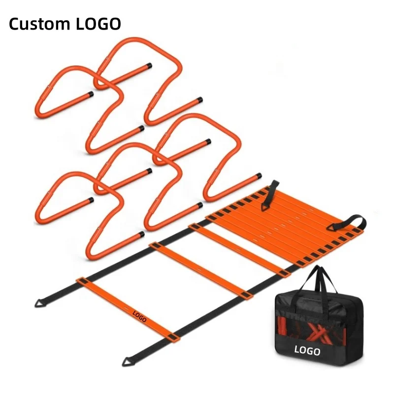 Wholesale Outdoor Fitness Sports Football Adjustable Hurdles Ladder Speed Agility Training Kit Set With Black Carry Bag