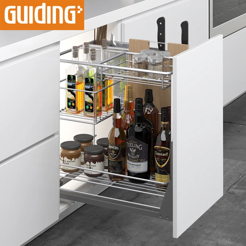 Kitchen cabinet accessories chrome color multi-functional basket-soft closing