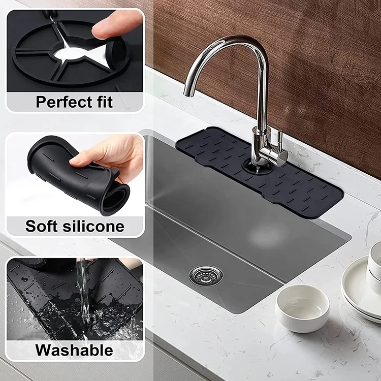 2022 Wholesale Kitchen Faucet Sink New Silicone Mat Anti-splash Pad Kitchen Gadget Tool Silicone Faucet Mat For Kitchen Sink