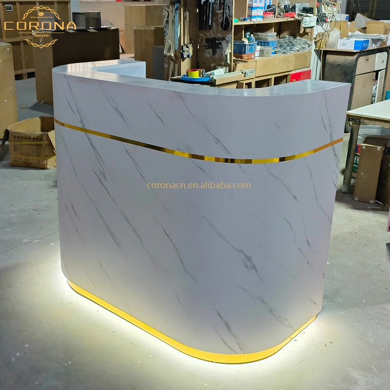 White Reception Desk Beauty Salon Furniture Small Front Desk Receeption Counter