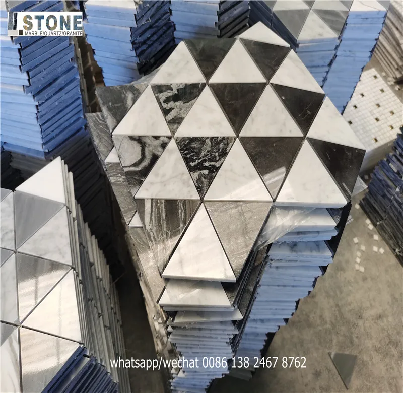 marble mosaic triangle mosaic marble design kitchen wall mosaic