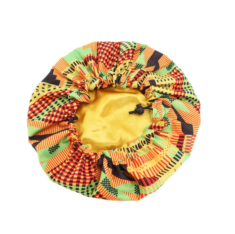 Wholesale Custom private label Extra Large satin sleep bonnet Drawstring sleep cap Adjustable night sleeping hat hair Turban