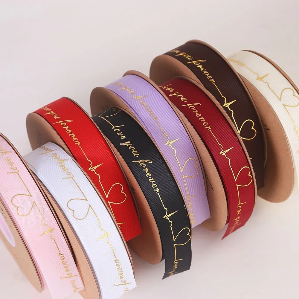 High Quality Customized Printed Logo Personalized Brand Name Happy Birthday Polyester Ribbons for Gift Decorations