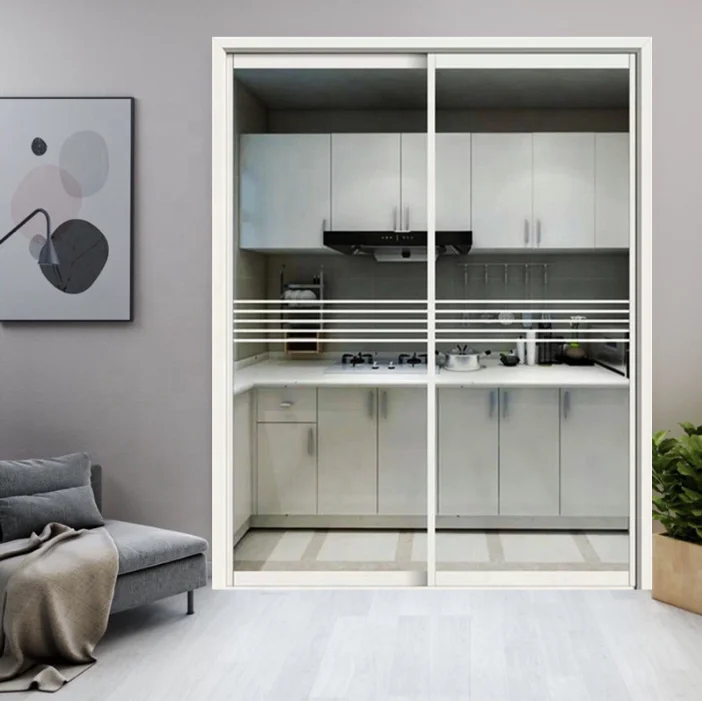 Modern design super slim narrow frame ultra thin aluminum profile sliding door with tempered glass