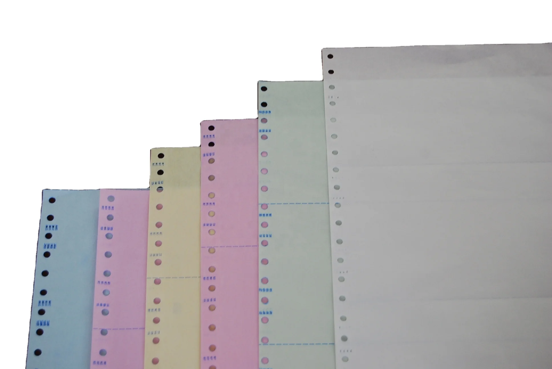 A Grade NCR Multi Color Carbonless 8 1/2 x 11 in 21.3 lb Bond Precollated 2 3 4 Part Sheet Copy Paper for Laser Ink Jet Printer