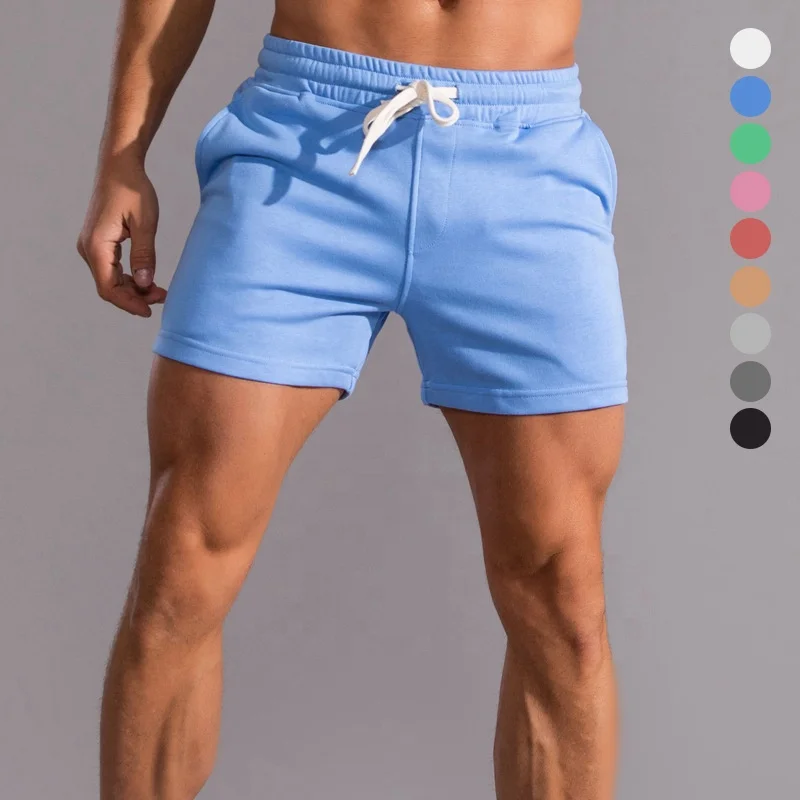 Новые однотонные мужские спортивные шорты для фитнеса бодибилдинга летние бега большие размеры хлопковые