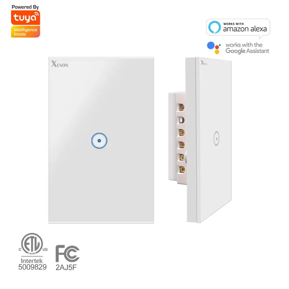 Умный настенный выключатель Xenon Wi-Fi Alexa echo стеклянная панель 2 клавиши цвет слоновой кости белый США сенсорный 110 В ~