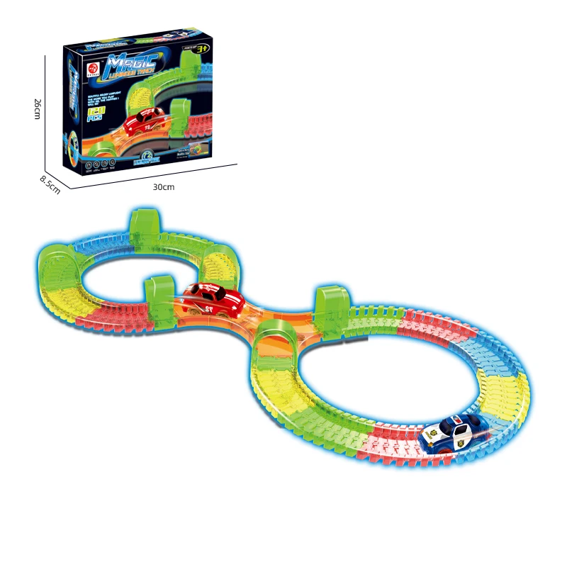 Luminous track toy set DIY assembly plastic slot toy with electric car educational track glow in the dark