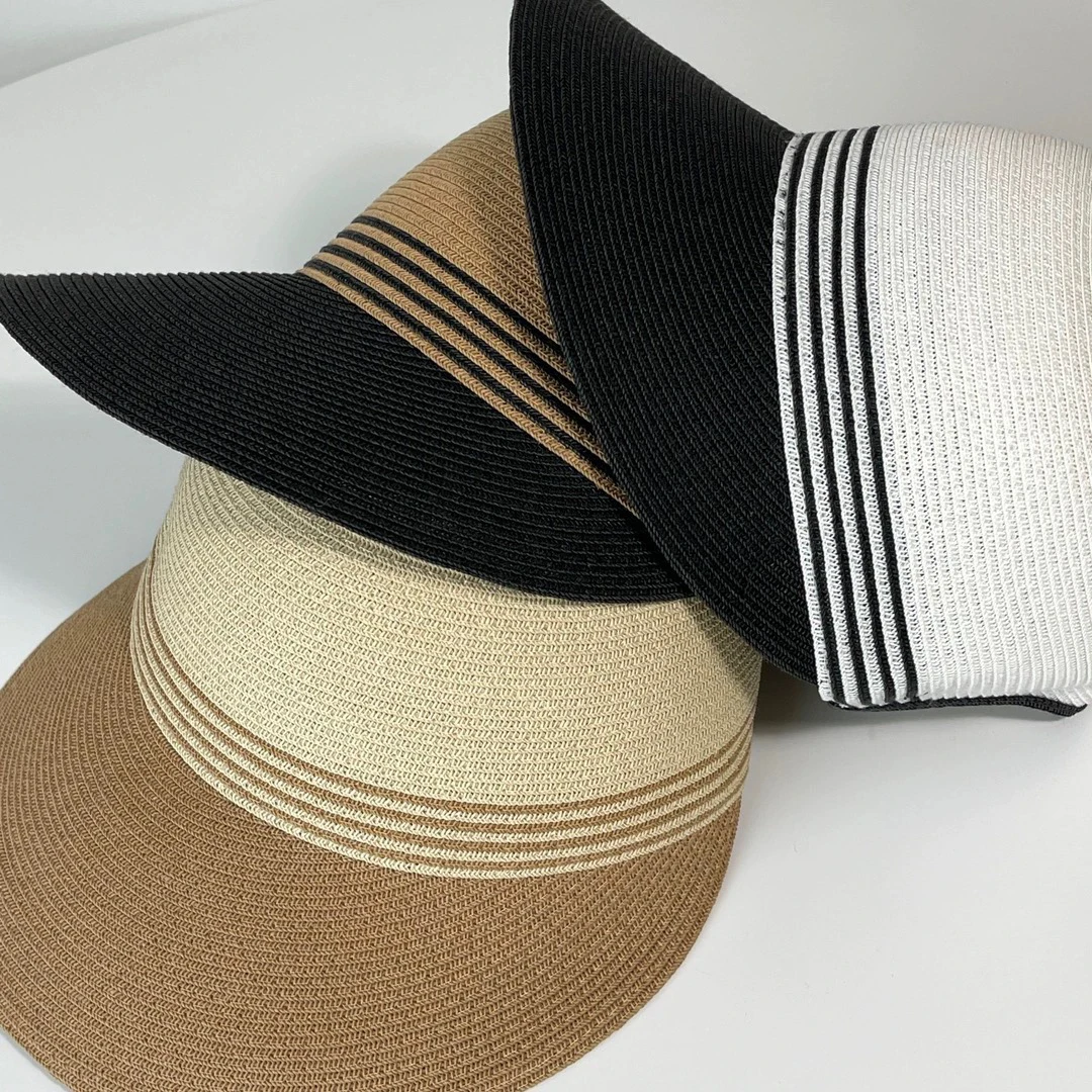 Wholesale Summer Women Straw Sun Visor Hats High Quality Fine Grass UV Protection Large Brim Equestrian Floppy Straw Beach Hat