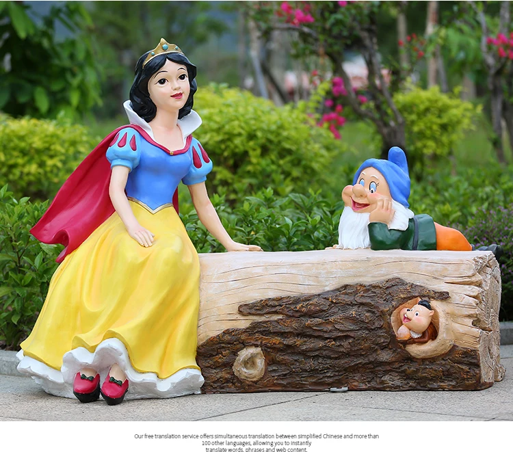 Custom Factory Make Cartoon Figure Bear Snow White Garden Resin Fiberglass Big Sculpture Realistic Outdoor Animal Statues