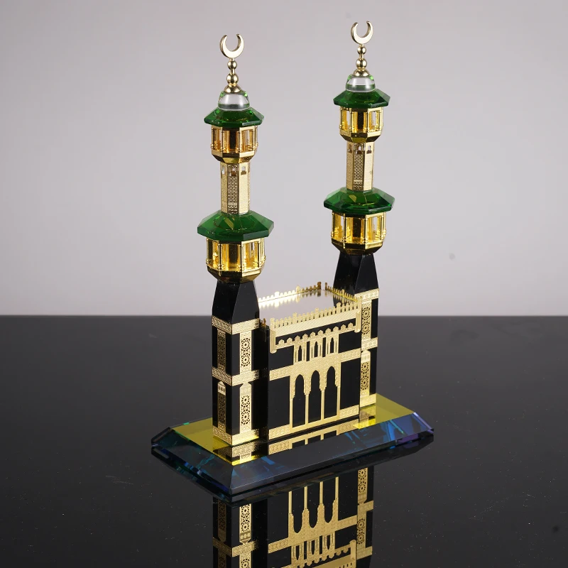 New Wholesale Ramadan Gift Kelbai Clock Model Islamic Ornaments Crystal Model Building For Wedding Souvenirs Gifts