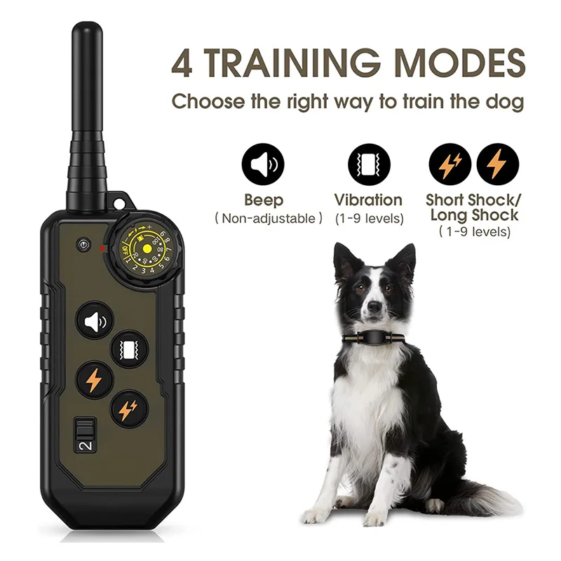 dog training collar Warning sound Vibration and Electric shock Buzzer light Dog trainer Remote controlled Dog Training Equipment