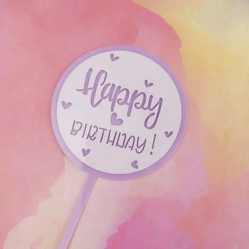 Candy color double layer DIY acrylic cake topper birthday cake topper