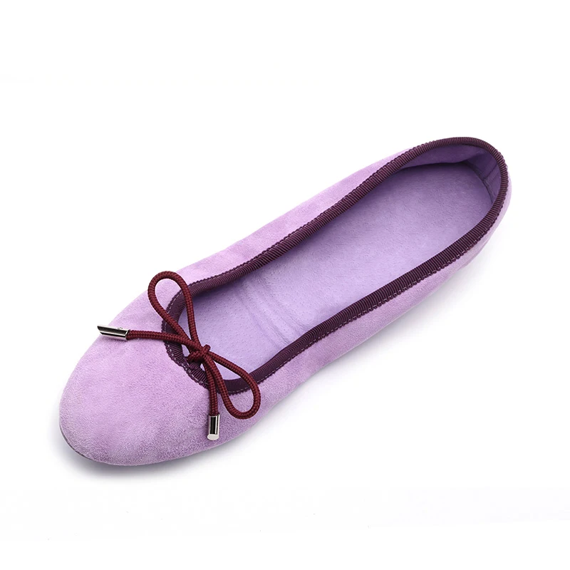 Private Label Round Toe Outdoor Slip on Foldable Shoes Women Ballerina Flats