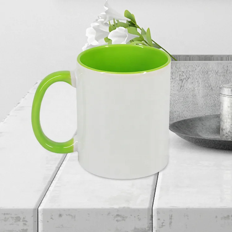 Однотонная белая кружка 11 унций с сублимационной печатью и цветным