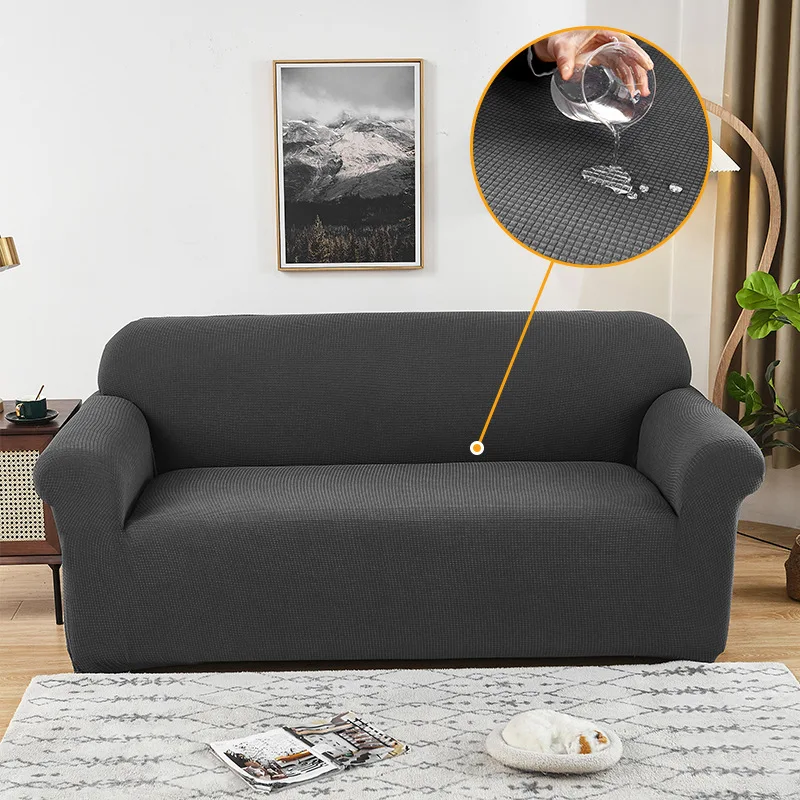 Home Living Room Waterproof Sofa Cover Armchair Slipcover 1/2/3/4 Seater Cover Stretch Solid Color Sofa Cover