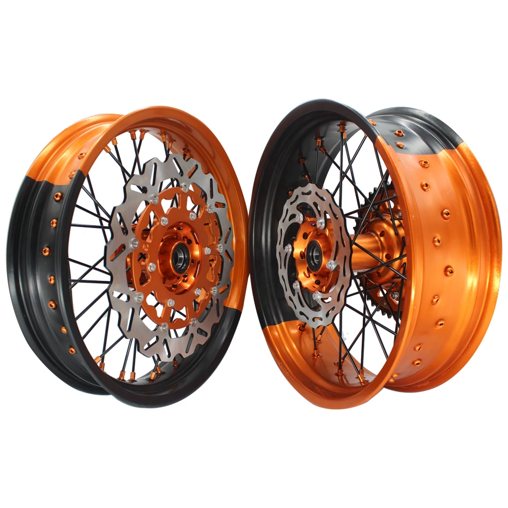 Customized Aluminum alloy pitbike wheels 17 Inch EXC 350 motorcycle wheels complete supermoto wheels