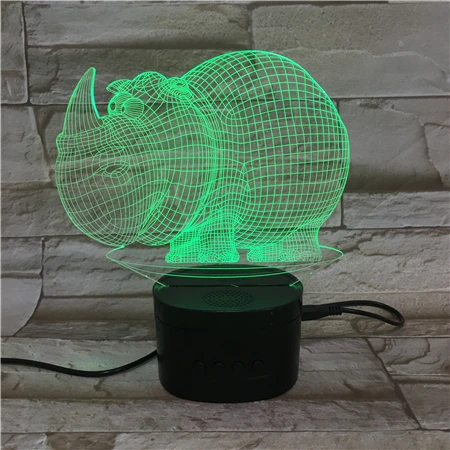 
Portable Wireless Speaker Rhinoceros Baby Night Light Creative Small Led Table Lamp 3D Gradient Led Lighting For Bedroom Decor 