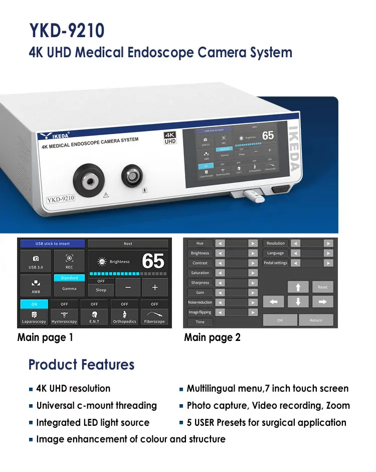 IKEDA High End 4k Endoscopy with Video Camera YKD-9210