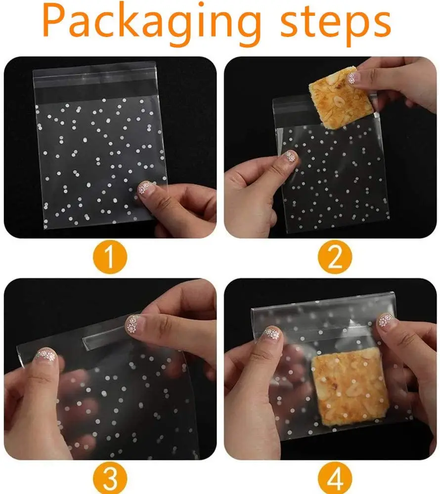 Candy Food Packing Bag Custom Design Self-adhesive Bag Transparent Resealable Cellophane OPP Plastic Shrink Bag CPP Sweet Bread