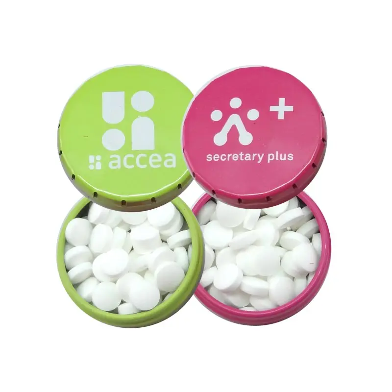 Hot selling click clack tin mint Fruit Flavor Sugar Free Energy Hard Mint Tablet breath candy