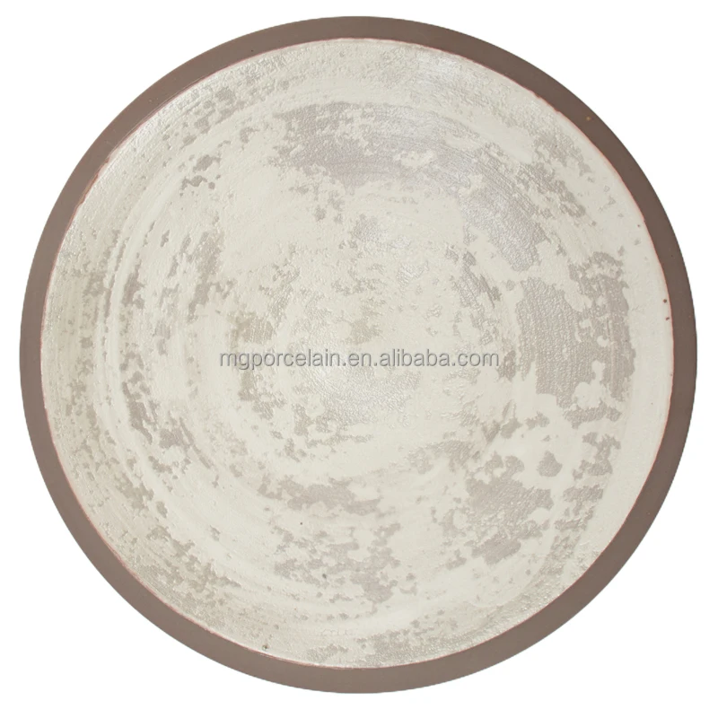 The themed restaurant cuisine ceramic crockery porcelain round flat dinner plate for buffet